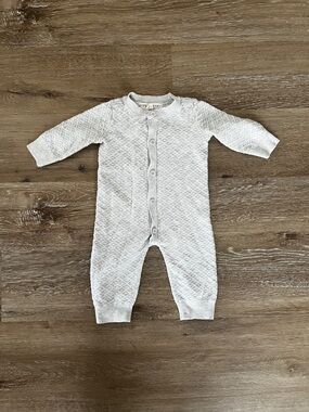 3 to 6 Months Hope & Henry Light Grey Geometric Print Knit Onesie Romper
